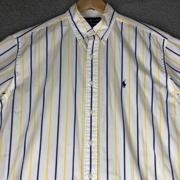 Ralph Lauren Men's Medium Blake Button Down Shirt Short Sleeve Pony Preppy White - Picture 5 of 9